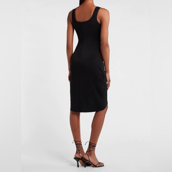 Express Square Neck Wrap Sheath Dress in Black Sz Small NWT - Picture 3 of 6